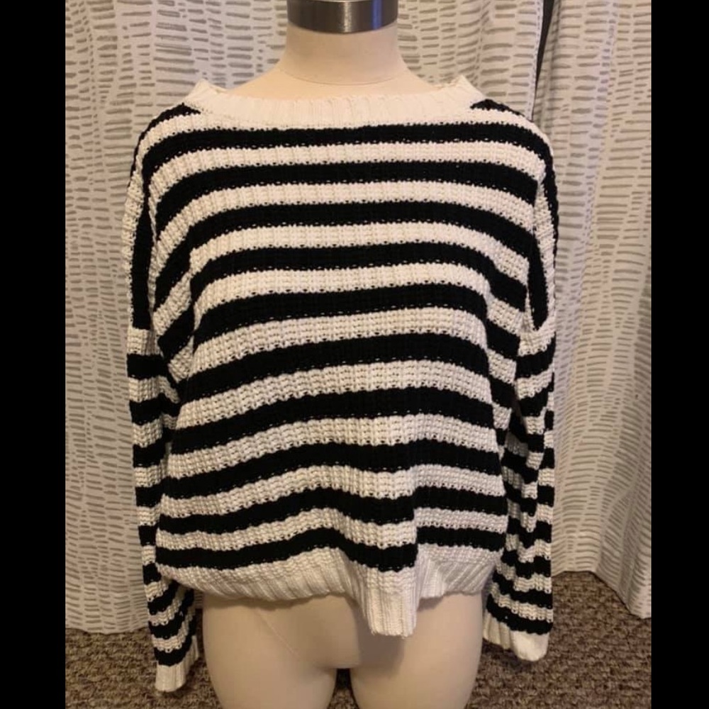 Like New Express Black and White Striped Sweater